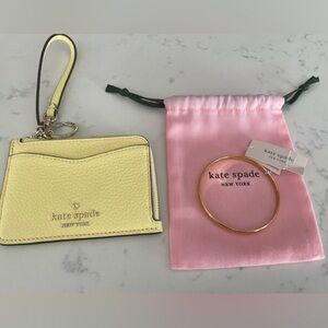 Kate spade gold bangle and Kate spade cream yellow wallet